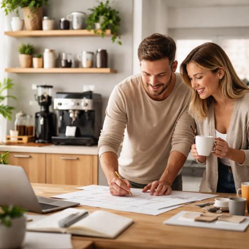 עיצוב פינת קפה cozy וסטייליסטית בבית.