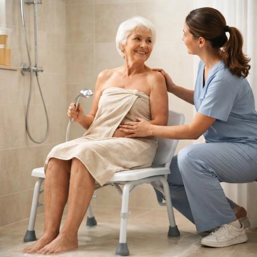 כסא רחצה למקלחת מספק תמיכה וביטחון, מונע החלקות ופציעות בבית.