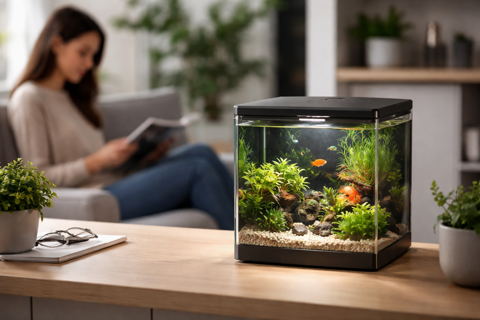 אקווריום קטן: פתרון עיצובי מושלם לחללים מצומצמים ולחוויית החזקה נעימה.