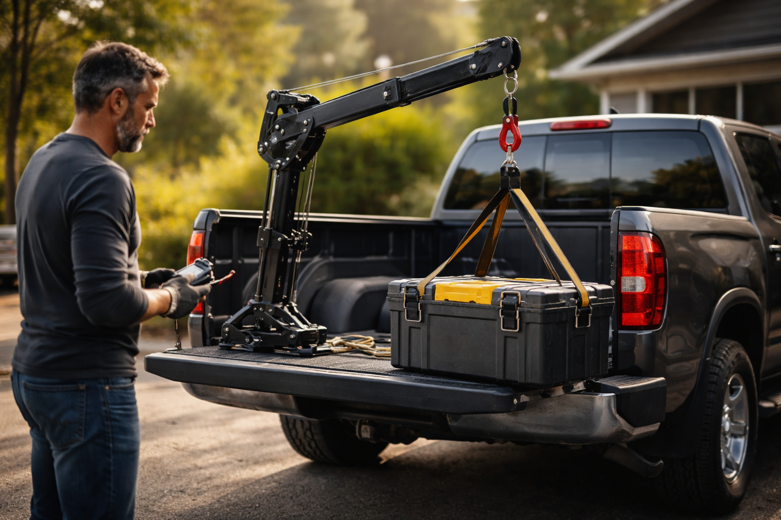 מנוף קומפקטי מותקן על רכב פרטי