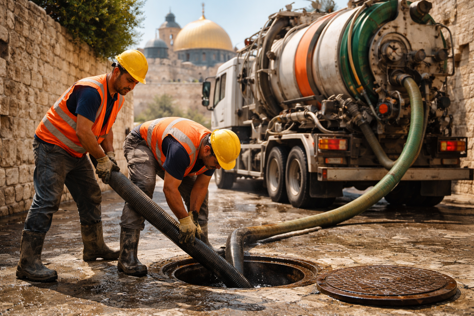 ביובית בירושלים בפעולה &ndash; פתרון מקצועי ומהיר לסתימות קשות במערכת הביוב